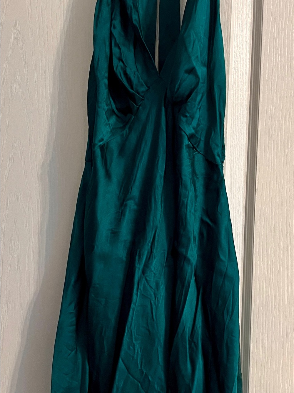 Vintage Victoria’s Secret 100% Silk Halter Dress Chemise Emerald Green Y2K 90s P
